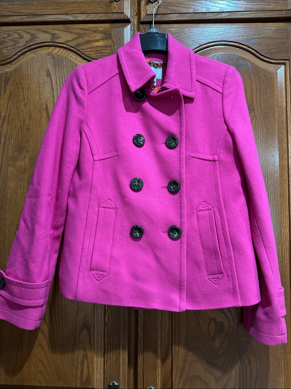 jcpenney Ladies Double-Breasted Fuchsia Peacoat